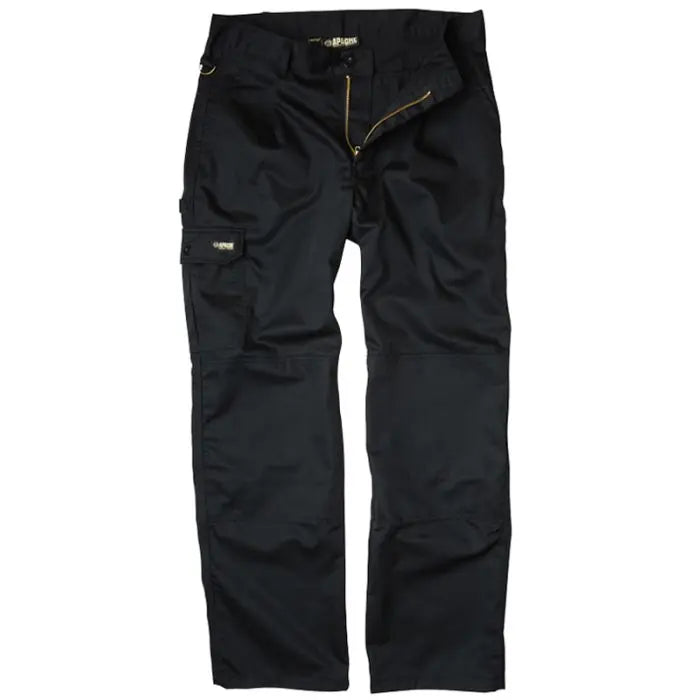 Close-up of Apache Industry Cargo Trousers with Knee Pad Pockets, featuring durable polycotton material, multiple pockets, and a low rise waist, ideal for warehouse, driving, and industrial applications.