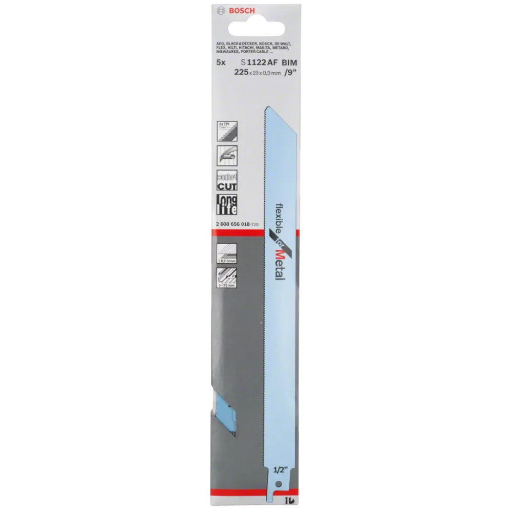 Bosch S1122AF Reciprocating Saw Blades  Flexible for Metal 9" / 225mm Pack of 5