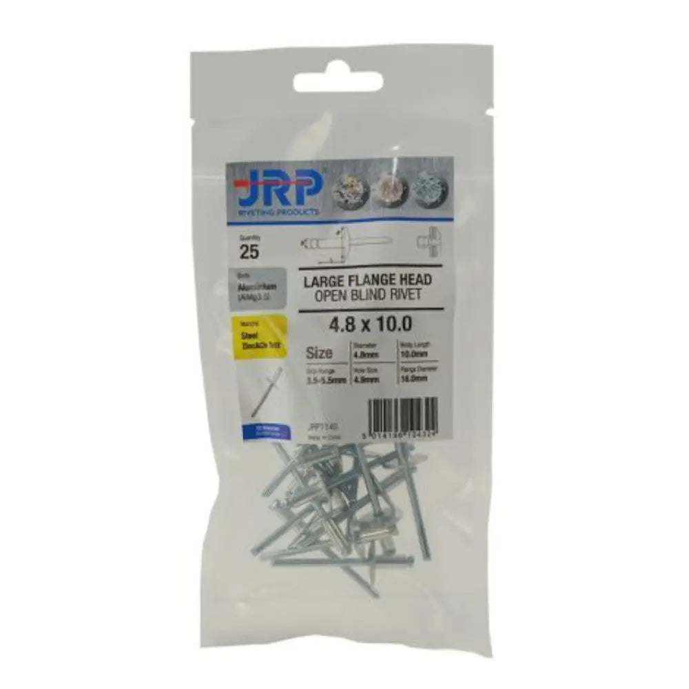 JRP Aluminium / Steel Extra Large Flange Head Rivets In Handy Retail Packs Electro South West Ltd