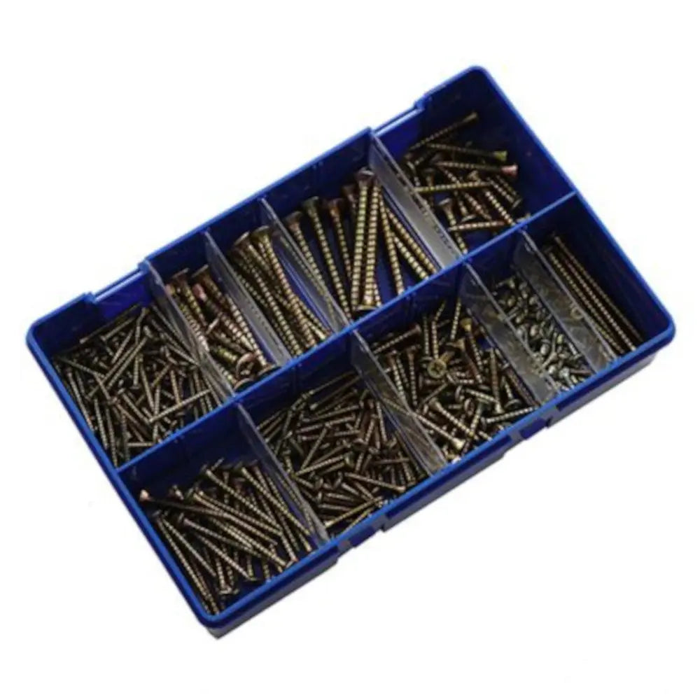 Kit Master 105138 General Purpose Pozi Countersunk Woodscrew Kit 355 Pieces 3-6mm Zinc & Yellow Electro South West Ltd