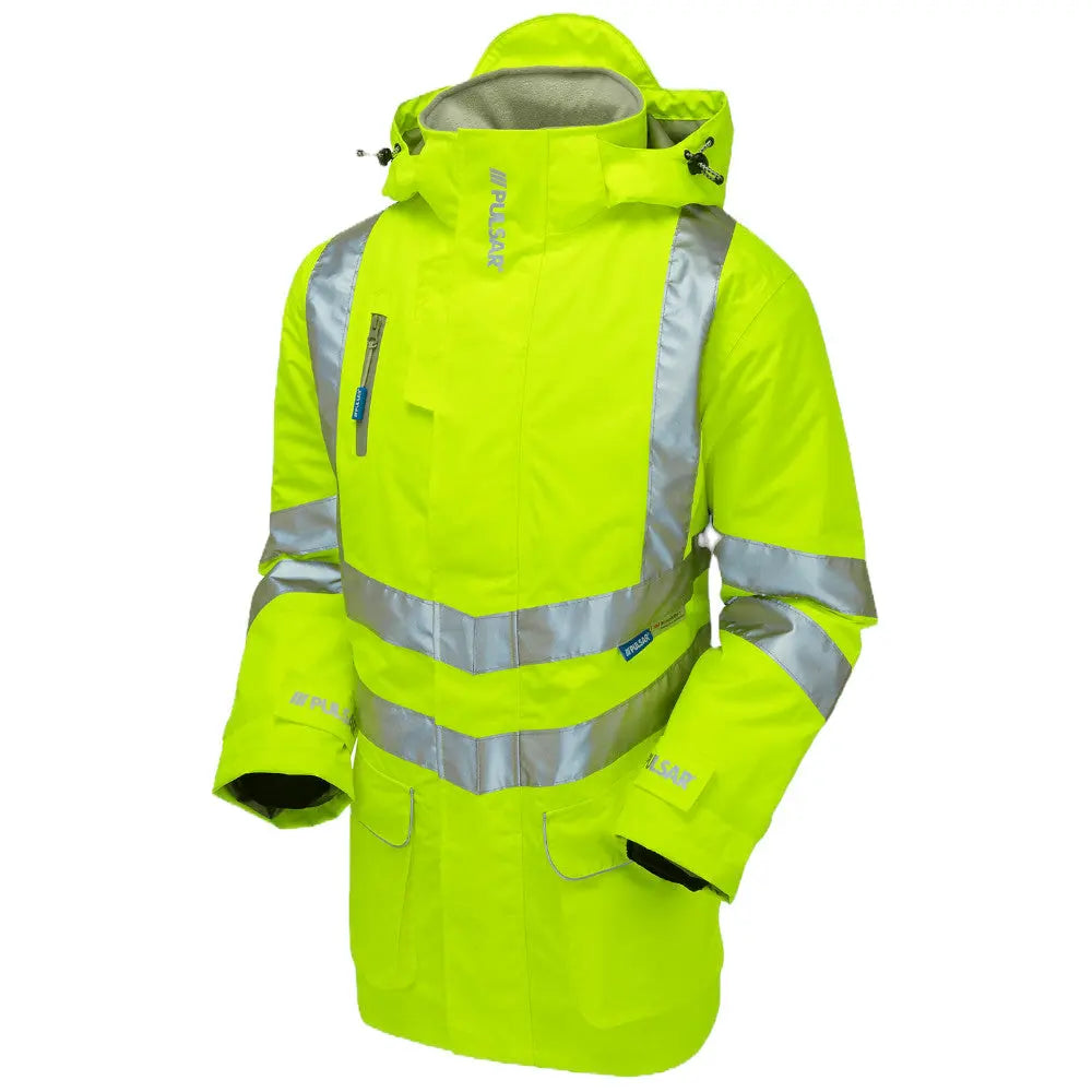 Pulsar® P421 Protect High Viz Yellow Mesh Lined Storm Coat Electro South West Ltd