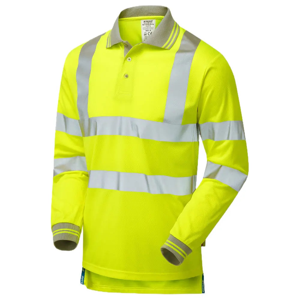 Pulsar® P458 Protect High Viz Yellow Long Sleeve Polo Shirt Electro South West Ltd