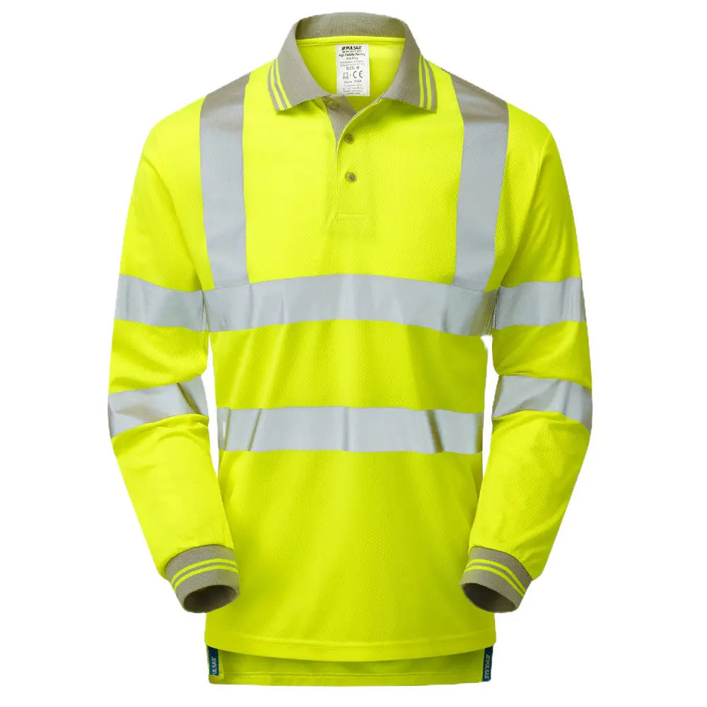 Pulsar® P458 Protect High Viz Yellow Long Sleeve Polo Shirt Electro South West Ltd