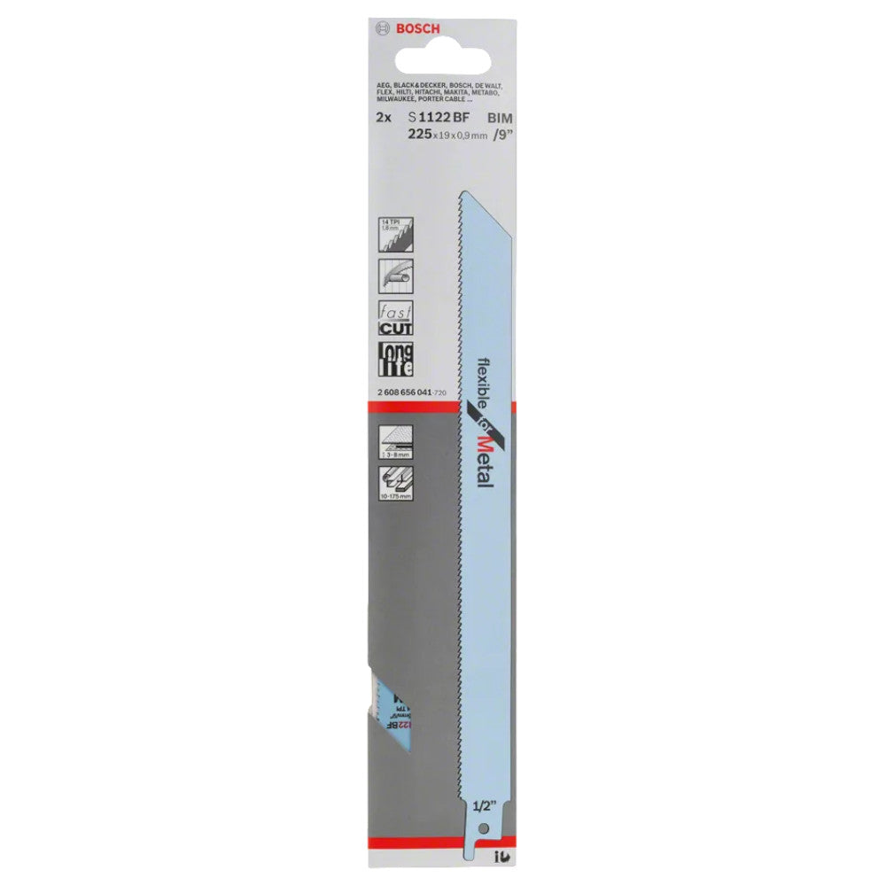 Bosch S1122BF Reciprocating Saw Blades Flexible for Metal 9" / 225mm Pack of 5