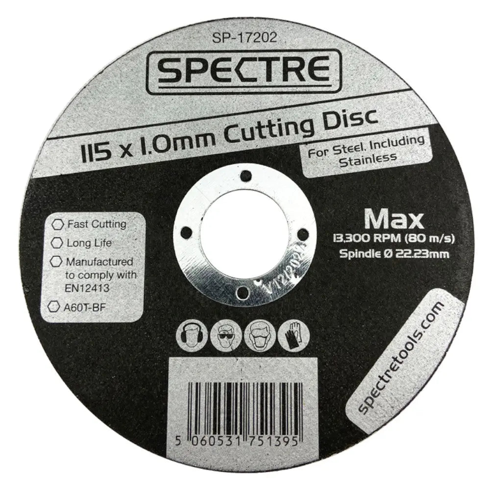 Spectre Industrial Quality Universal Metal Cutting Disc For Steel & Stainless Steel 115 x 1.0mm Electro South West Ltd