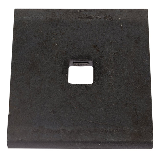 Image of an M20 x 100 x 10mm Square plate washer in black self colour steel on a plain white background.