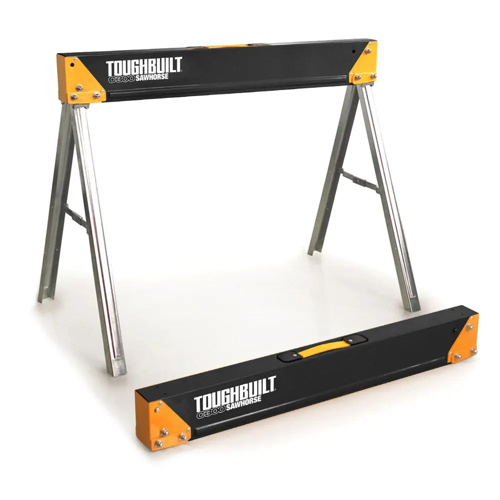 Toughbuilt C300 Folding Heavy Duty Metal Saw Horses Twin Pack TB-C300-2 Electro South West Ltd