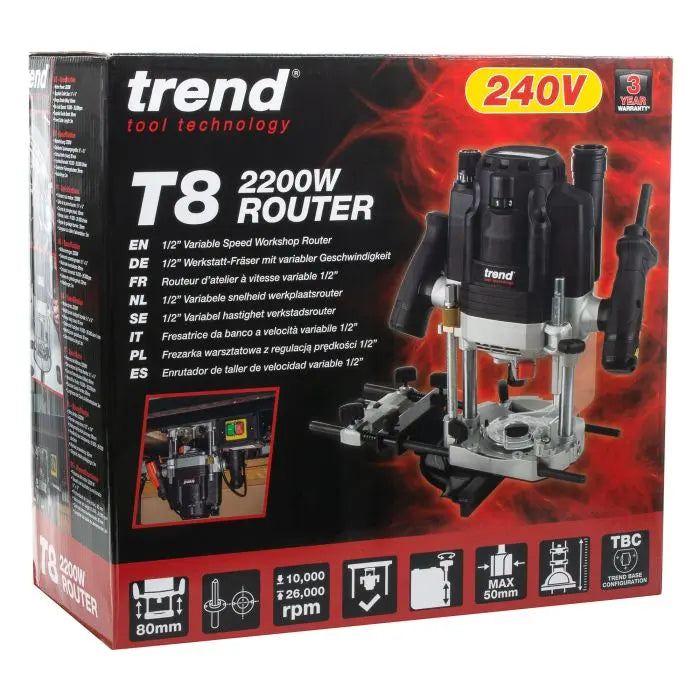 Trend T8 EK - 2200W 1/2" Dual-Mode Plunge Router 240V Electro South West Ltd