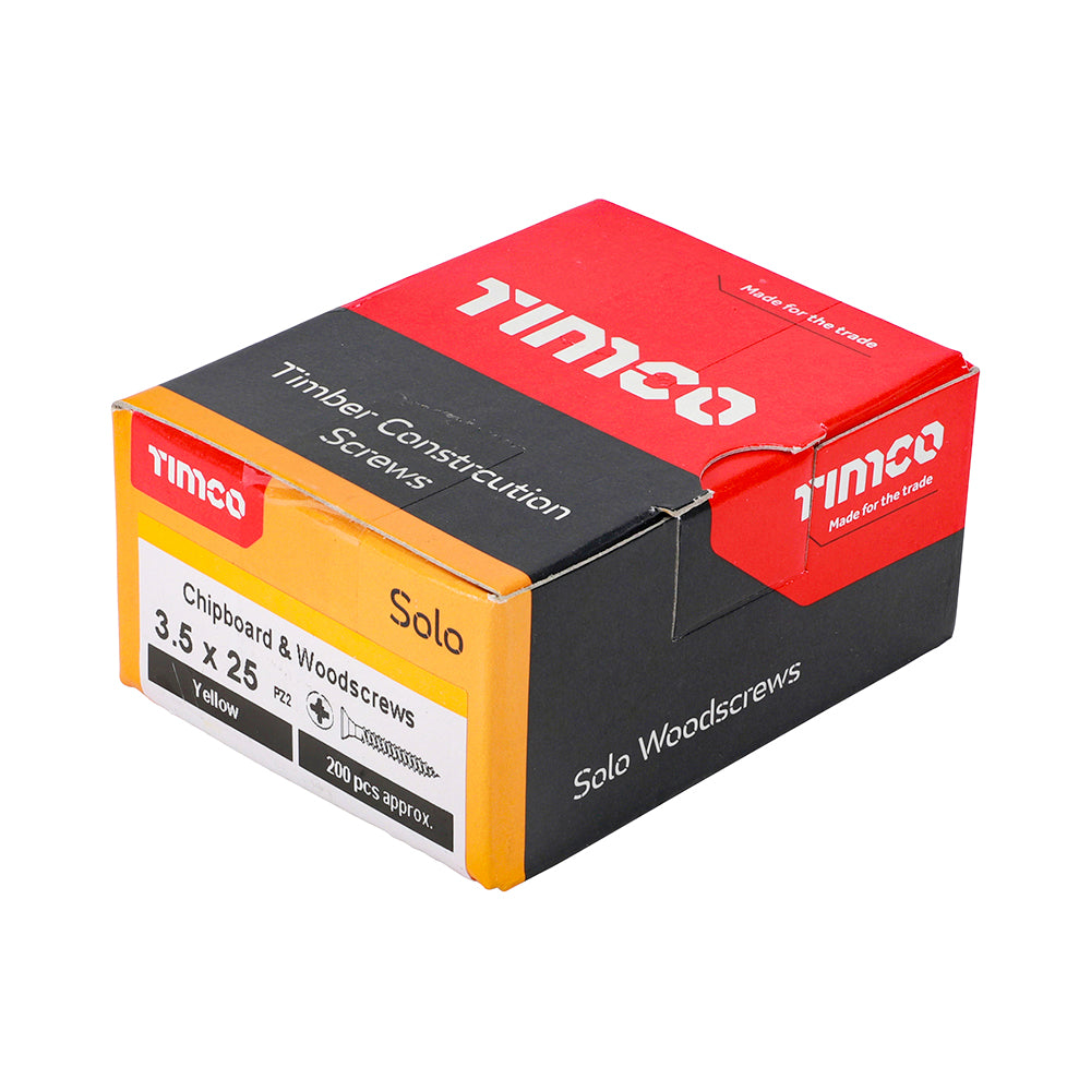 Timco Solo Chipboard & Woodscrews - Pozi Drive - Double Countersunk - Yellow