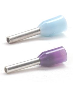 0.25mm Cord End Ferrule / Bootlace Terminals Violet & Light Blue 